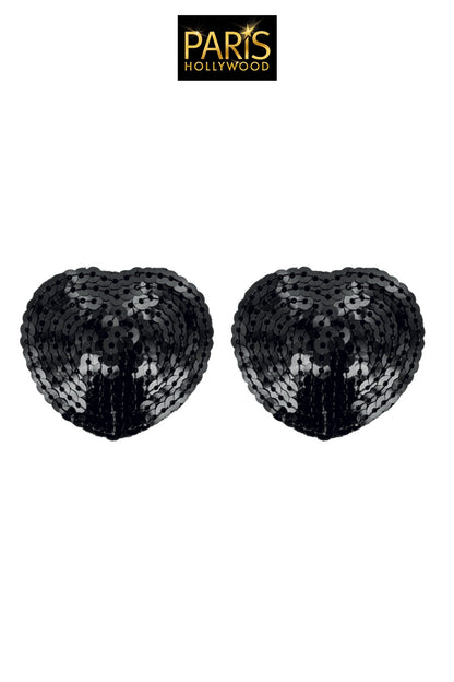 Cache-tétons adhésifs pétale sequins noirs Paris Hollywood