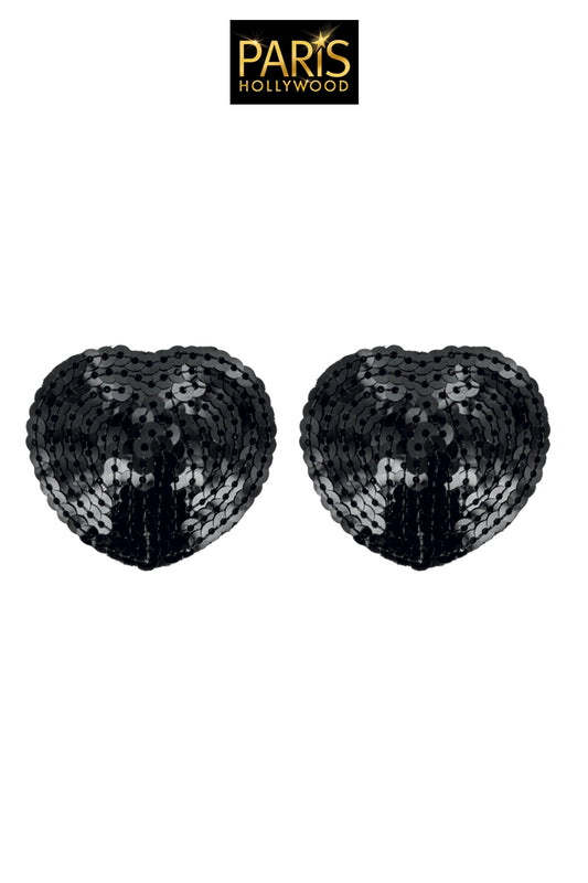 Cache-tétons adhésifs pétale sequins noirs Paris Hollywood