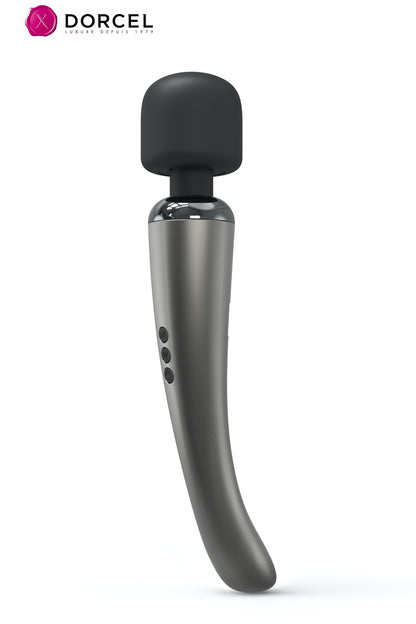 Stimulateur clitoridien wand rechargeable Megawand Silver Dorcel