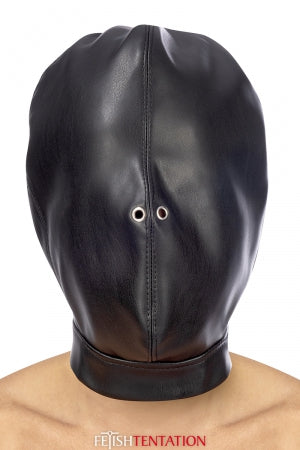 Cagoule BDSM fermée simili cuir · Fetish Tentation