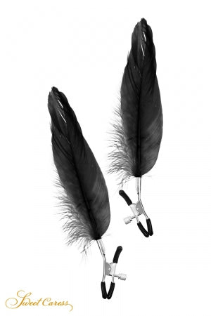 Pinces à seins plume noire · Sweet Caress