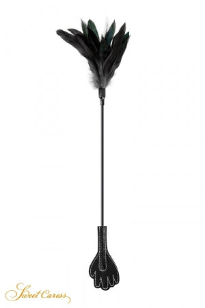 Mini cravache main avec plumes noires · Sweet Caress