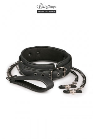 Collier cuir avec chaînes de seins · Easytoys Fetish Collection