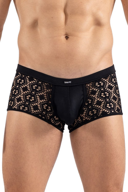 Boxer en résille brodée asymétrique Shinny noir Look Me