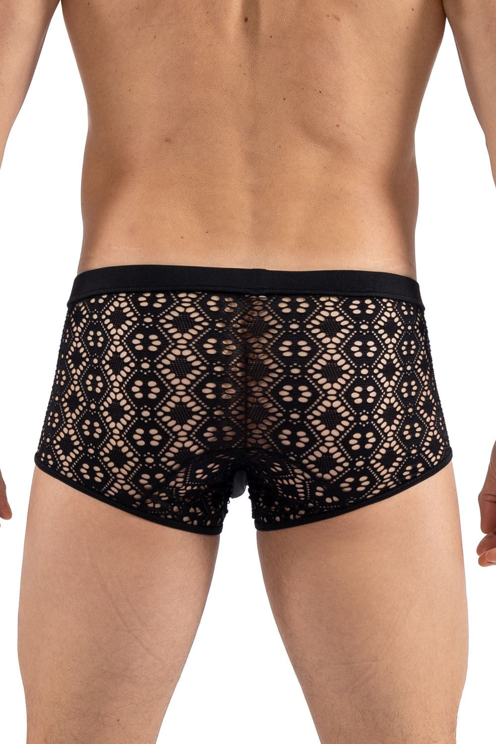 Boxer en résille brodée asymétrique Shinny noir Look Me