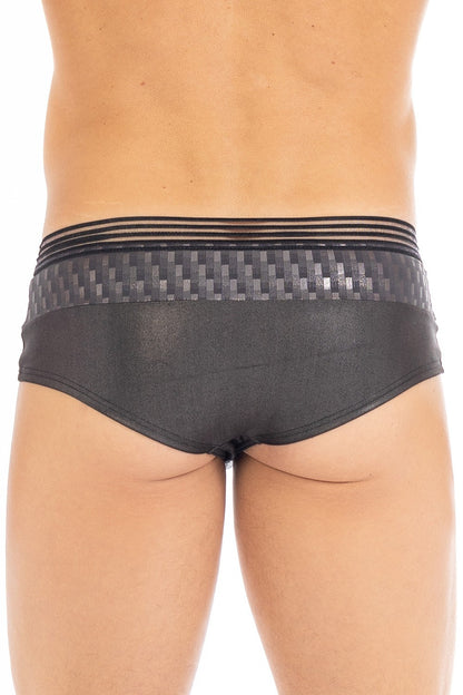 Mini pant brillant noir et argenté ceinture résille Bright Look Me