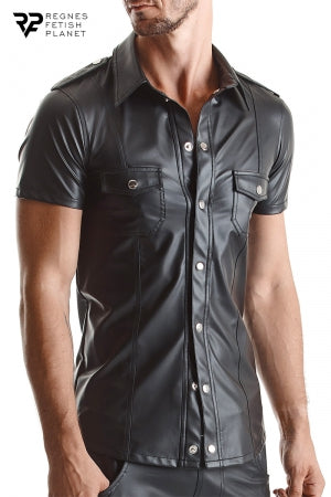 Chemise manches courtes wetlook noire Luca · Regnes