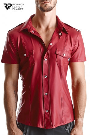 Chemise manches courtes wetlook rouge Carlo · Regnes