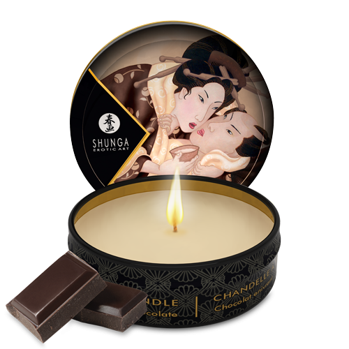 Mini bougie de massage Excitation Chocolat enivrant · Shunga