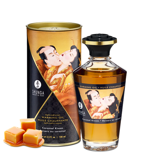 Huile chauffante aphrodisiaque Baisers caramel · Shunga