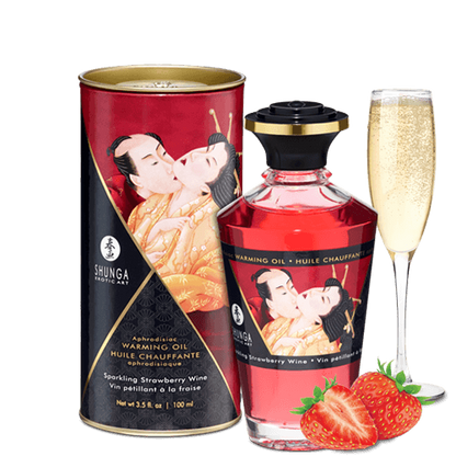 Huile chauffante aphrodisiaque Vin pétillant à la fraise 100ml · Shunga