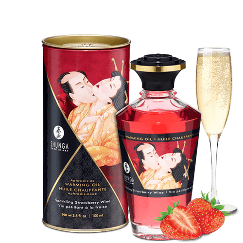 Huile chauffante aphrodisiaque Vin pétillant à la fraise 100ml · Shunga