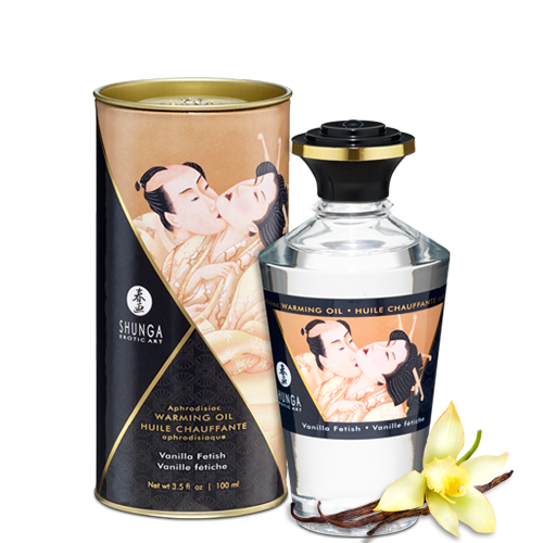 Huile chauffante aphrodisiaque Vanille fétish 100ml · Shunga