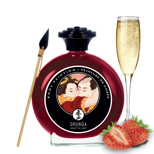 Peinture de corps embrassable Vin pétillant à la fraise · Shunga