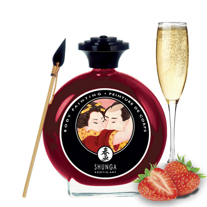 Peinture de corps embrassable Vin pétillant à la fraise · Shunga