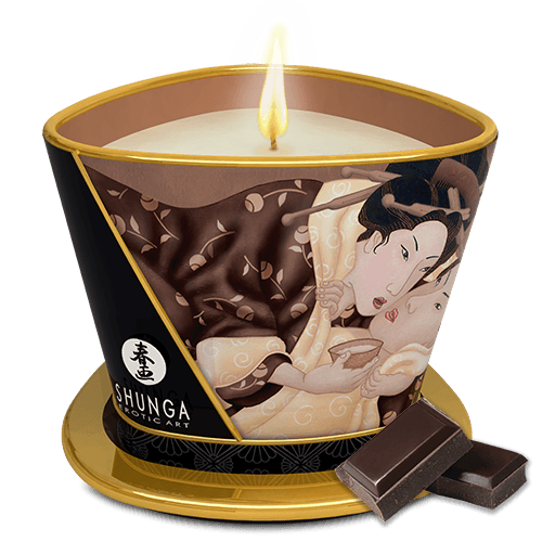 Bougie de massage lueur et caresses Excitation Chocolat enivrant · Shunga