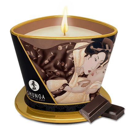 Bougie de massage lueur et caresses Excitation Chocolat enivrant · Shunga