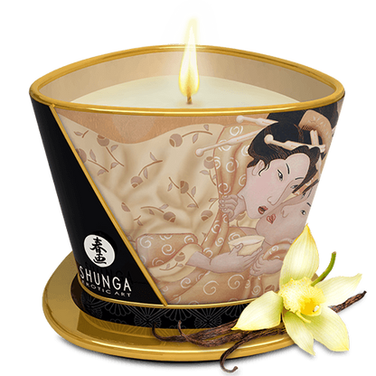 Bougie de massage lueur et caresses Désir Vanille · Shunga