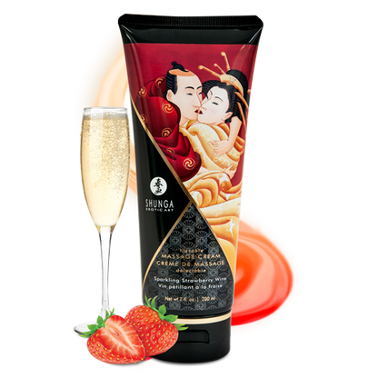 Crème de Massage délectable Vin pétillant à la fraise · Shunga