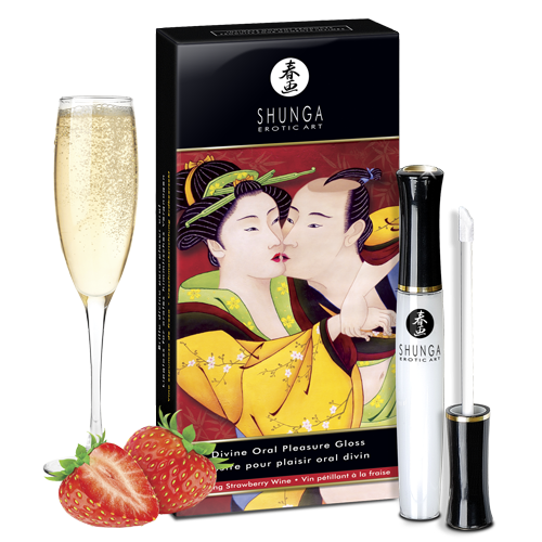 Gloss stimulant plaisir oral Divin Vin pétillant et fraise Shunga