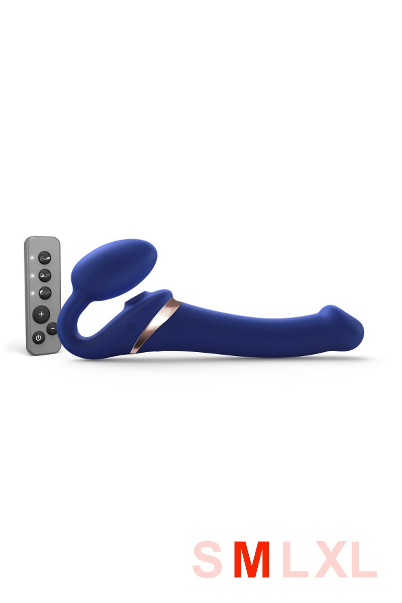 Gode-ceinture vibrant à langue Multi Orgasm bleu nuit Strap-on-Me