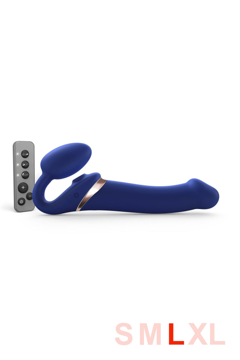 Gode-ceinture vibrant à langue Multi Orgasm bleu nuit Strap-on-Me