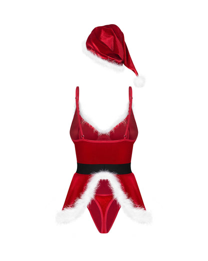 Costume de Père Noël sexy 3 pièces en velours Hot Santa Obsessive