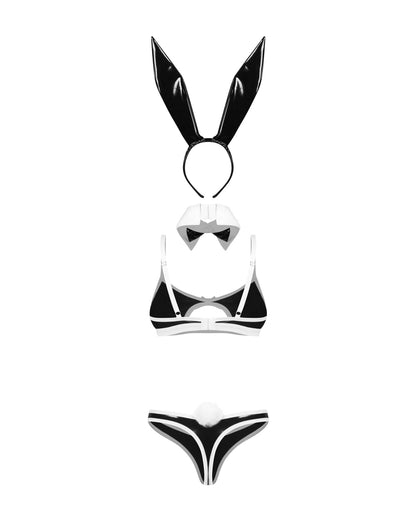 Costume de lapine 4 pièces effet cuir Night Bunny Obsessive