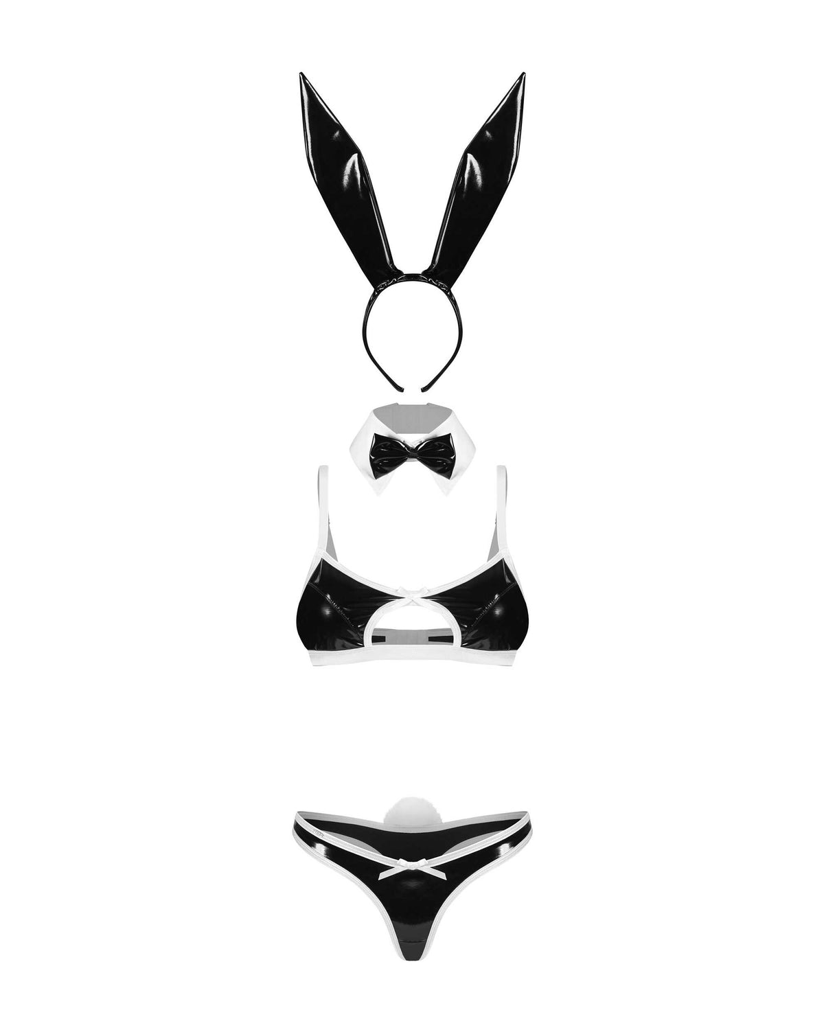 Costume de lapine 4 pièces effet cuir Night Bunny Obsessive