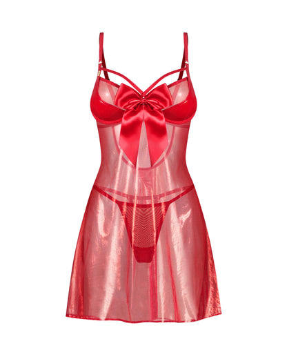 Nuisette babydoll transparente et string Gifty Red Obsessive