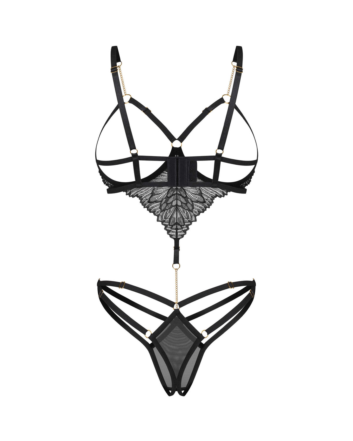 Body ouvert en dentelle à bonnets ouverts Matildea noir Obsessive