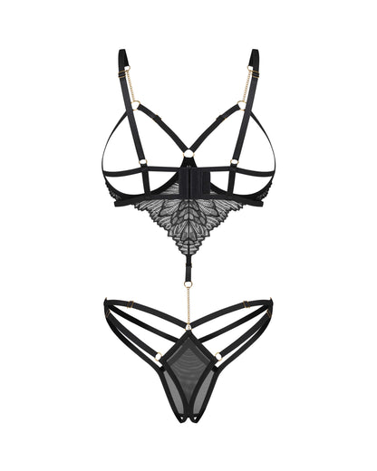 Body ouvert en dentelle à bonnets ouverts Matildea noir Obsessive
