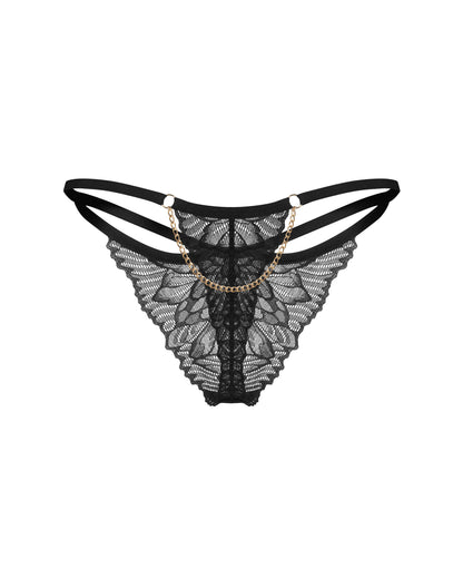 String en dentelle à chaîne dorée Matildea noir Obsessive