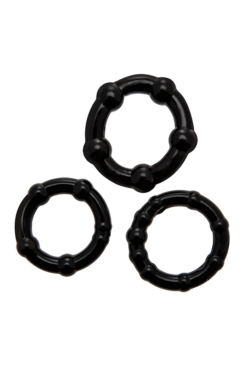 Lot de 3 cockrings extensibles noirs Babooom Wooomy