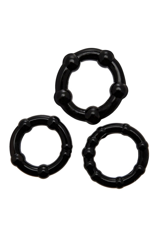 Lot de 3 cockrings extensibles noirs Babooom Wooomy