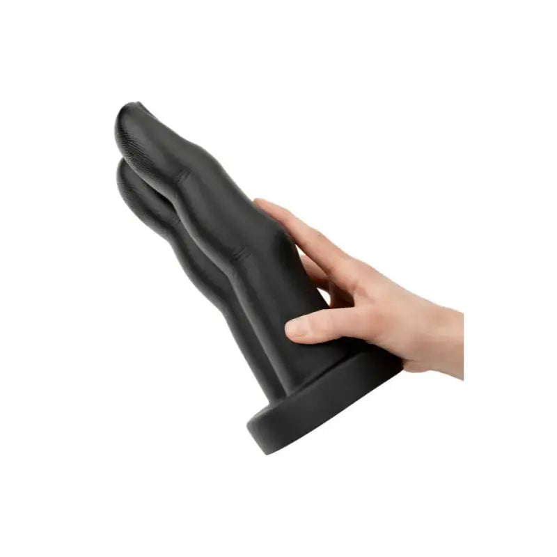 Gros gode noir à deux doigts pour double pénétration, Double gode sur LollyDoll