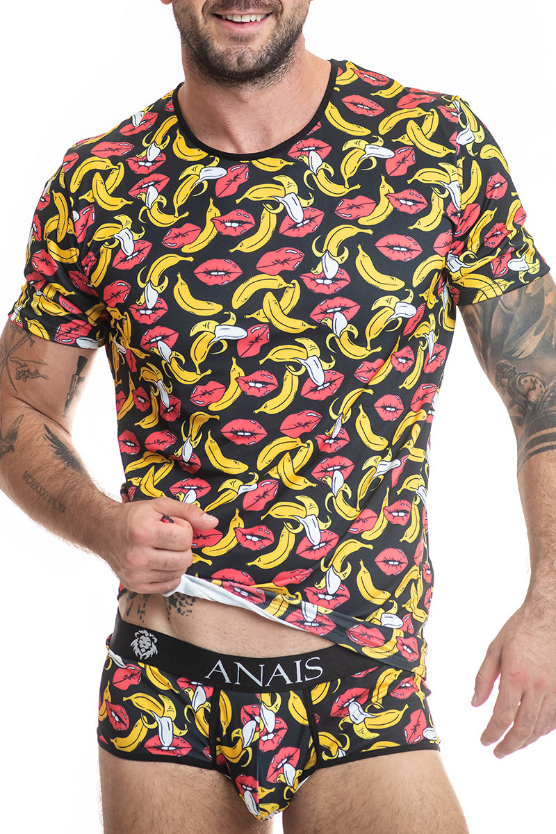 T-shirt homme imprimé bananes Banana noir Anaïs for Men