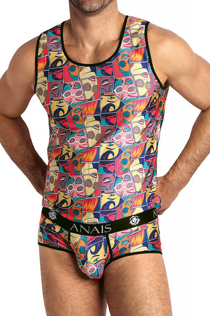 Débardeur homme imprimé pop art Comics multicolore Anaïs for Men