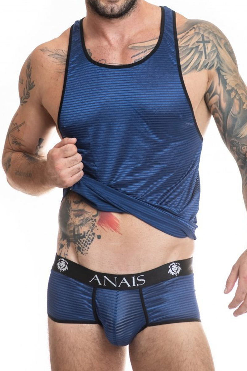Débardeur rayé transparent et bleu brillant Naval Anaïs for Men