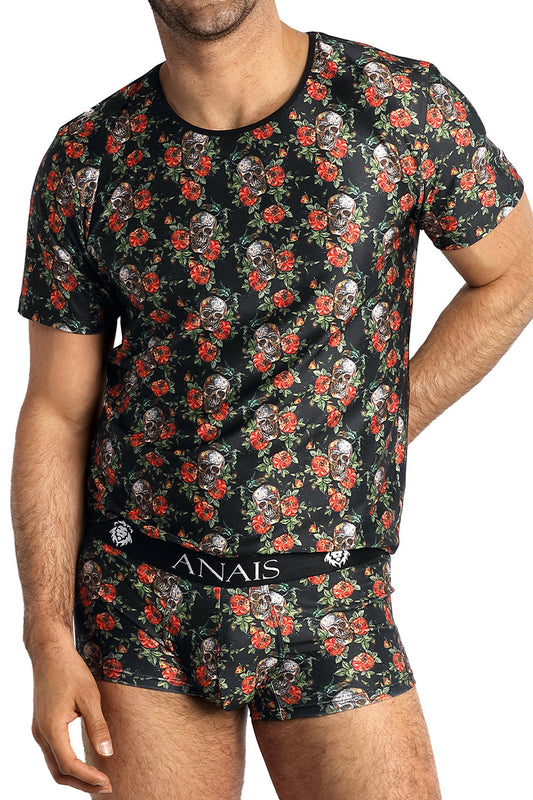 T-shirt homme près du corps crânes et roses Power Anaïs for Men