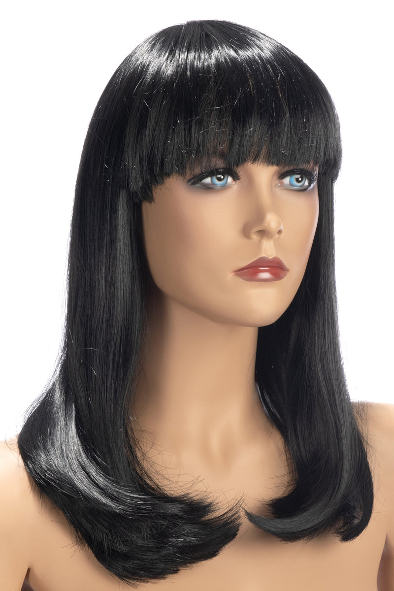 Perruque longue à frange Emma brune World Wigs