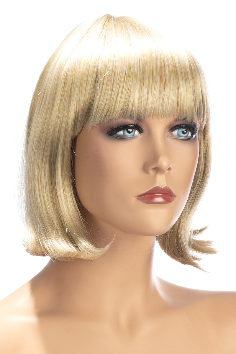 Perruque mi-longue à frange Sophie blonde World Wigs