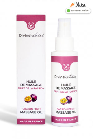 Huile de massage gourmande BIO Fruit de la passion · Divinextases