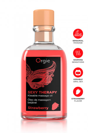 Huile de massage embrassable Sexy Therapy fraise · Orgie