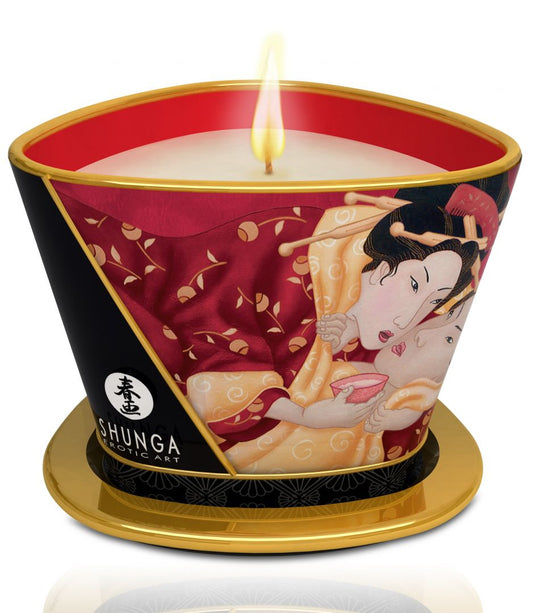 Bougie de massage lueur et caresses Romance Vin pétillant à la fraise · Shunga · vue 2