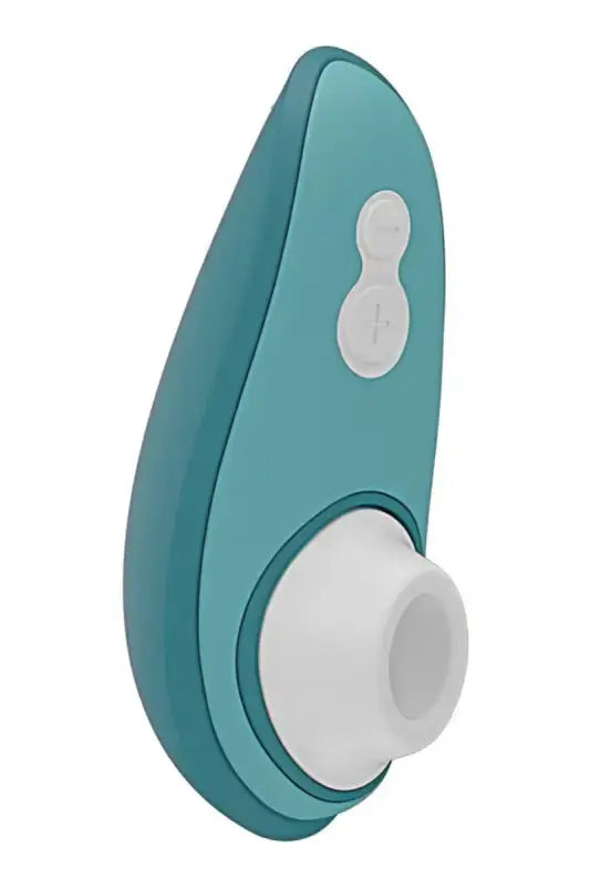 Stimulateur clitoridien Womanizer Liberty 2 bleu pétrole, un appareil pour orgasme multiple, disponible chez LollyDoll.