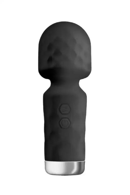 Mini vibromasseur wand efficace Baguette massante texturée noire.