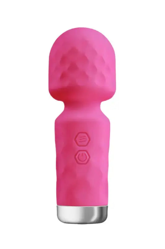 Baguette massante rose, texturée, avec base argentée Mini vibromasseur wand