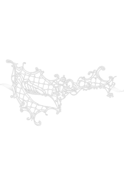 Loup asymétrique en dentelle Croissant de lune blanc Maskarade