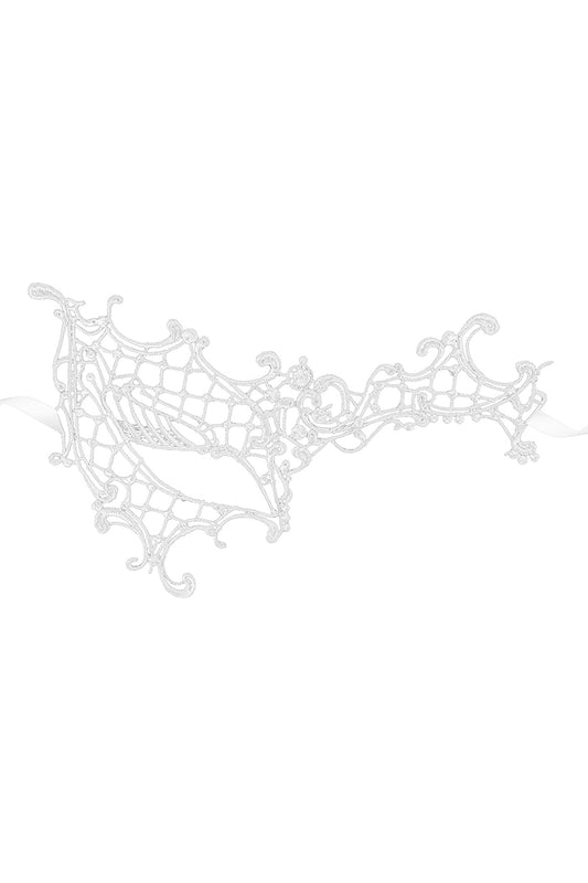 Loup asymétrique en dentelle Croissant de lune blanc Maskarade